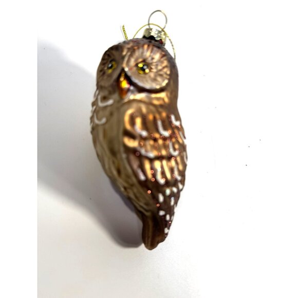 Owl Christmas Tree Ornaments Set 4 Hand Blown Glass Ornaments Woodland Creature - Picture 14 of 15